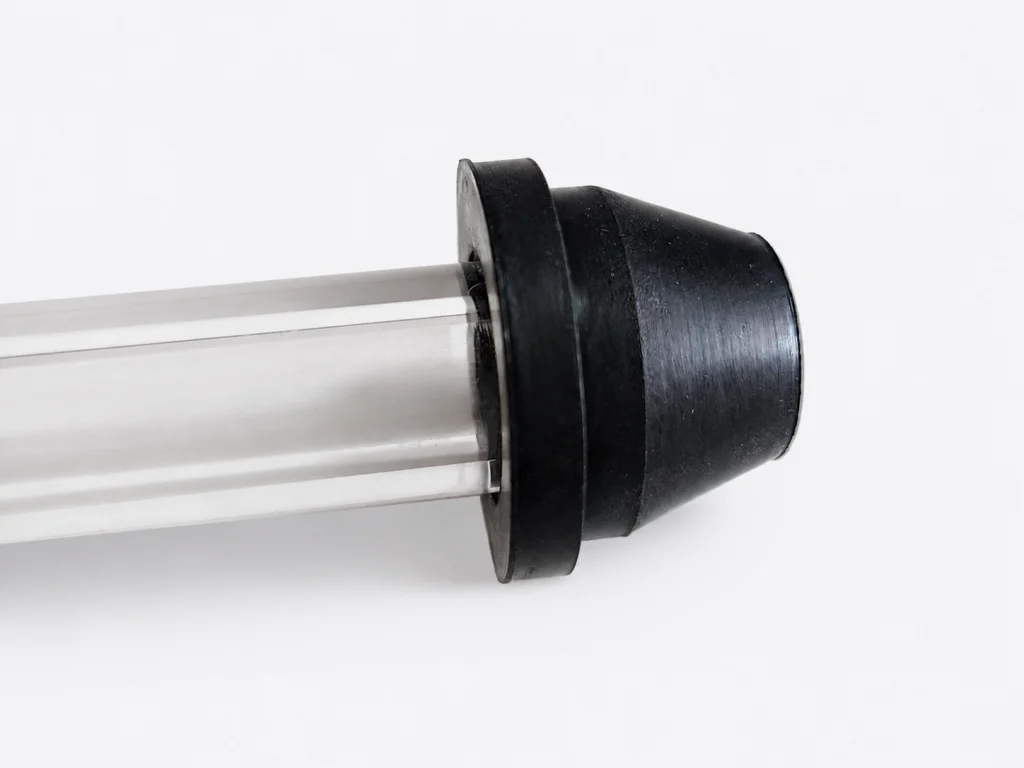 rubber cone installed on a gauge glass tube