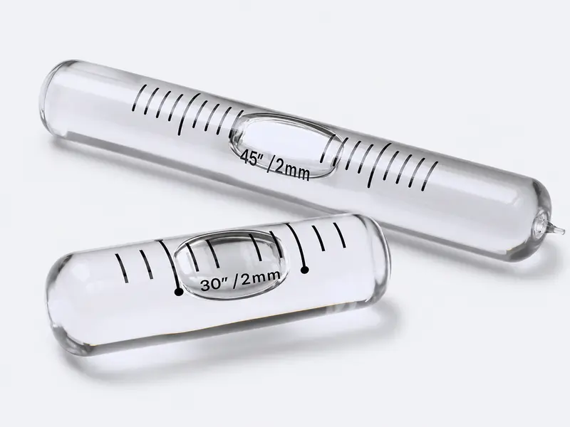 Glass tubular level vials