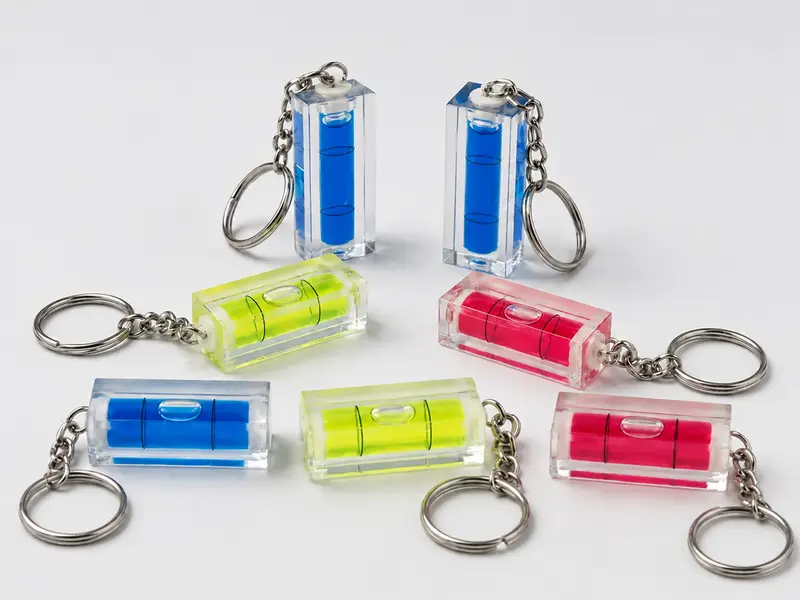 different color keychain level vials