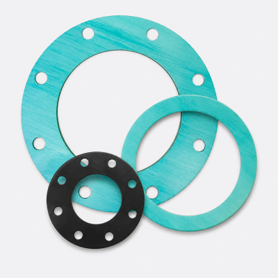 Round flange and ring gaskets for pipe connection sealing