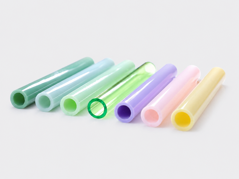 Pastel colored glass tubes in assorted colors