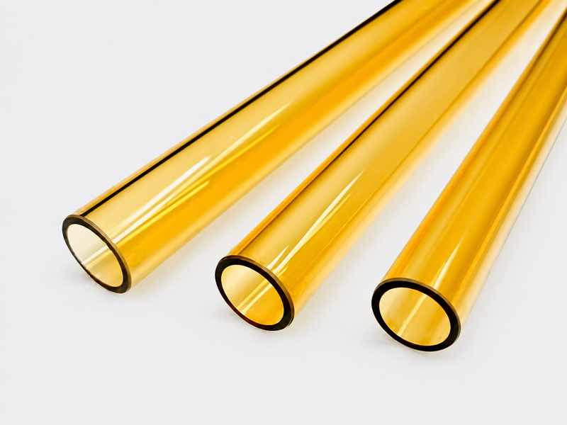 Amber glass tubes in three sizes